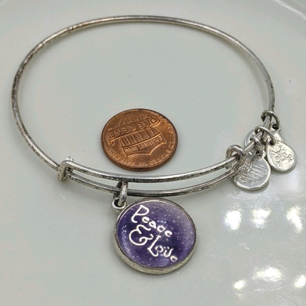 Alex and Ani Rafaleian Silver Peace Love Bracelet
